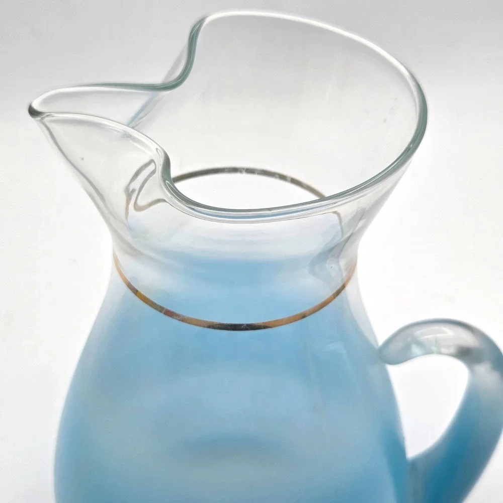 Vintage Blendo Frosted Pitcher & Tumbler Set  West Virginia Glass MCM  F18J